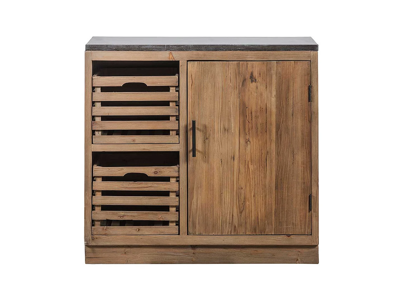 Massiver Küchenschrank mit zwei Holzkörben Vintage Look