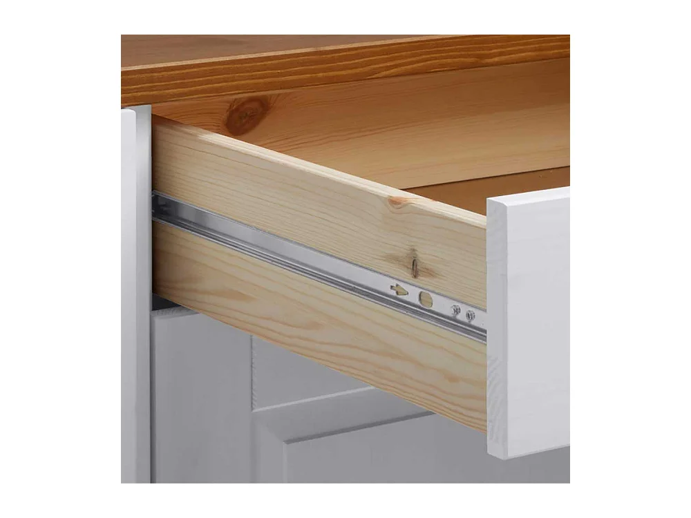 Unterschrank in Weiß und Honigfarben Kiefer Massivholz