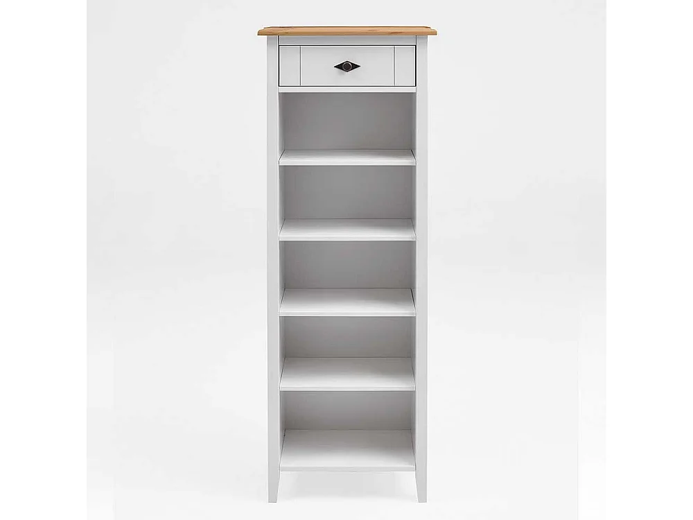 Massivholzregal für Badezimmmer Weiß Kiefer teilmassiv