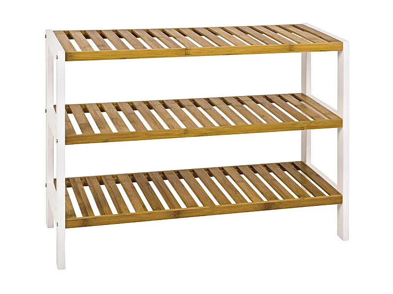 Regal für Schuhe Weiß Bambus