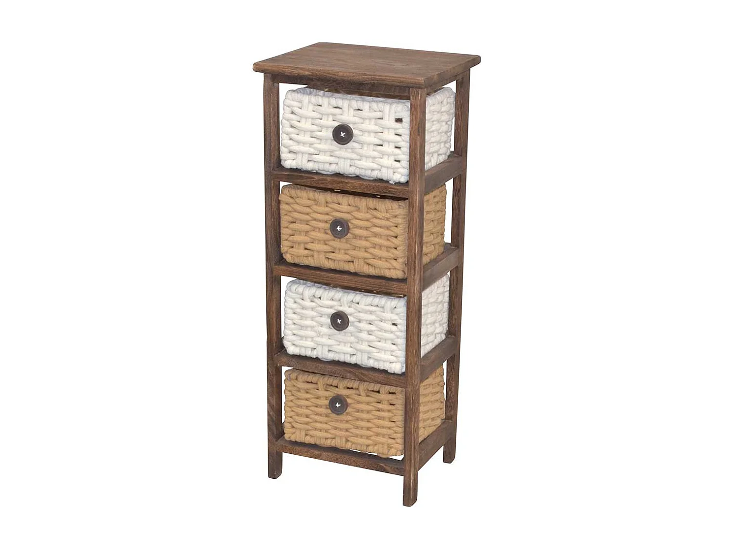 Regal MDF und Massivholz mit vier Körben 73 cm hoch