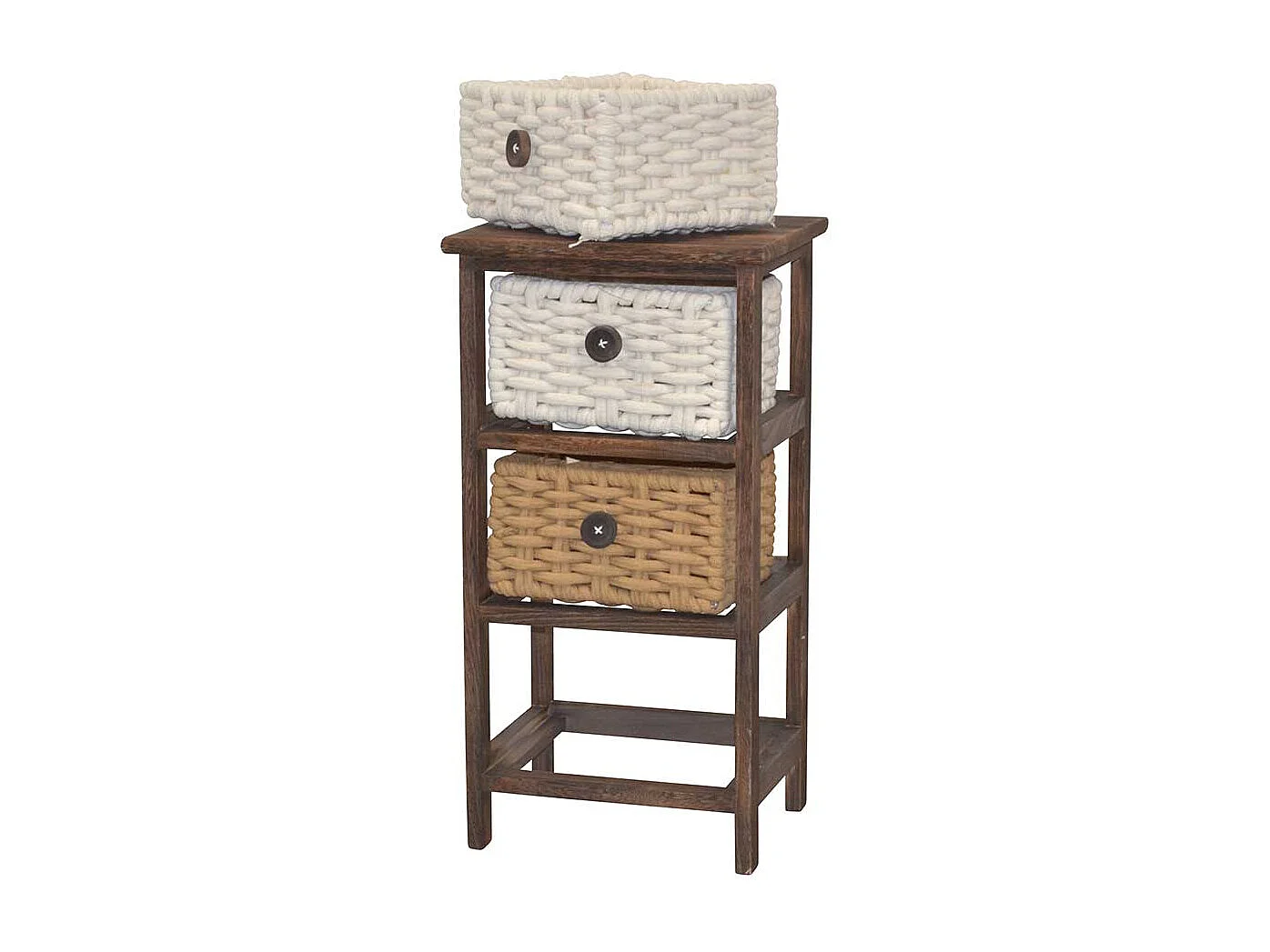 Holz Regal mit Körben in Braun Cremefarben