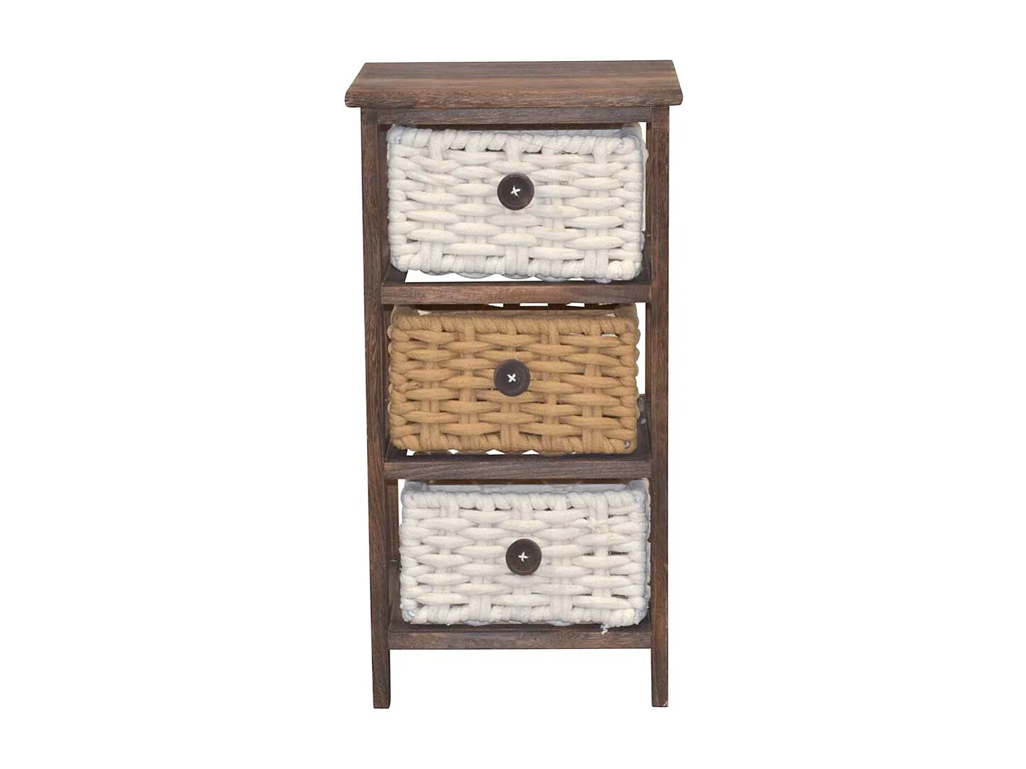 Holz Regal mit Körben in Braun Cremefarben