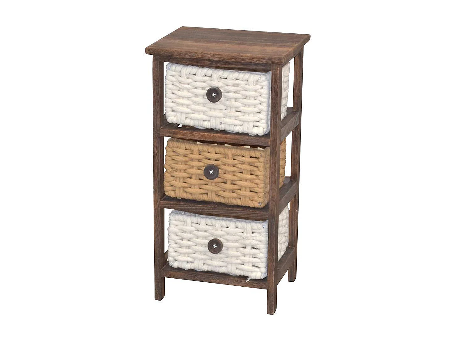 Holz Regal mit Körben in Braun Cremefarben