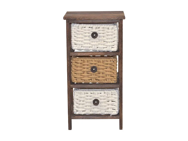 Holz Regal mit Körben in Braun Cremefarben