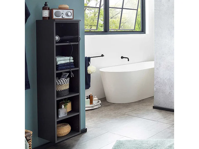 Bad Regal Dunkelgrau Made in Germany 135 cm hoch - 30 cm breit