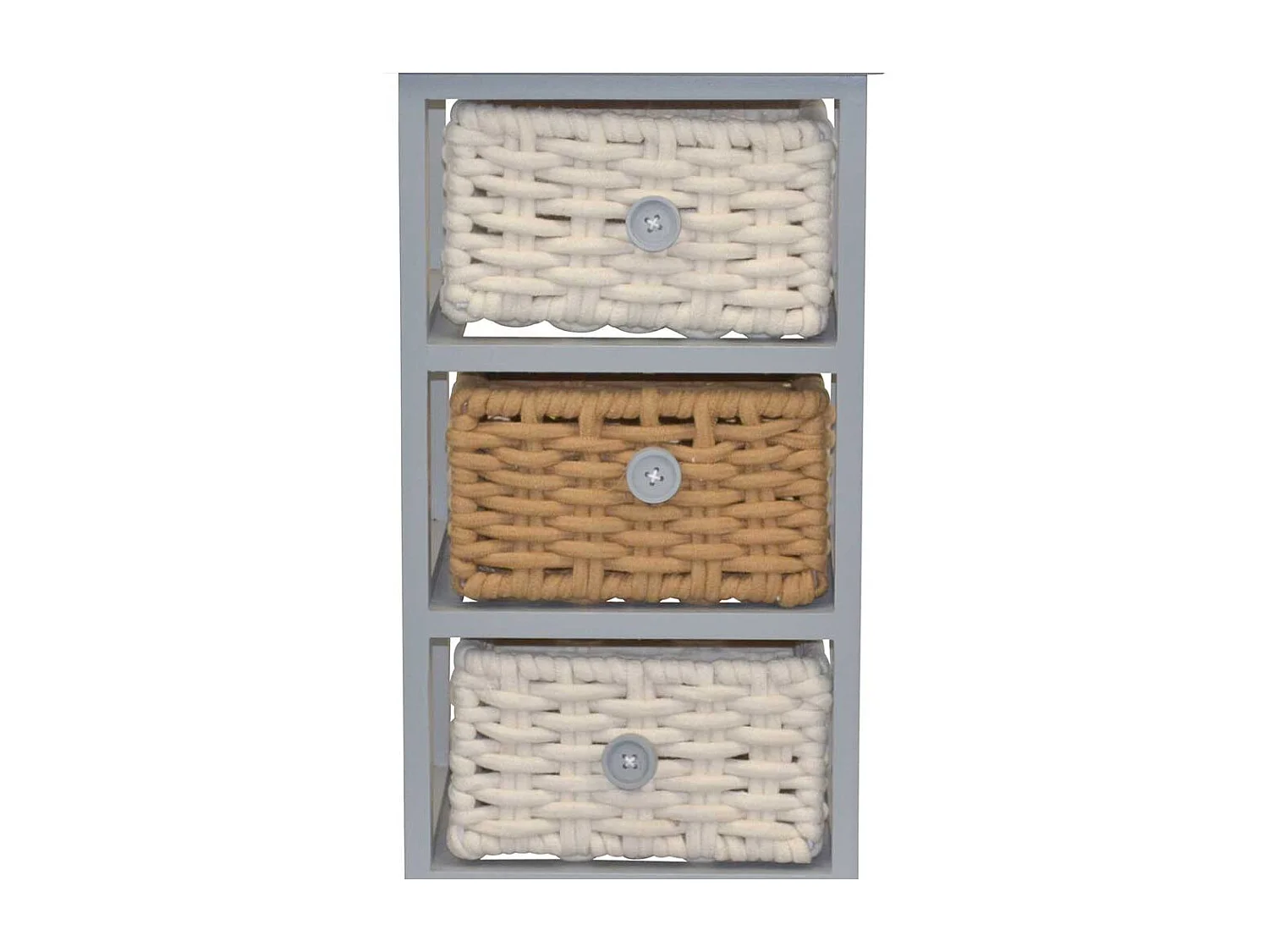 Holzregal mit Körben in Grau - Braun - Weiß Landhausstil