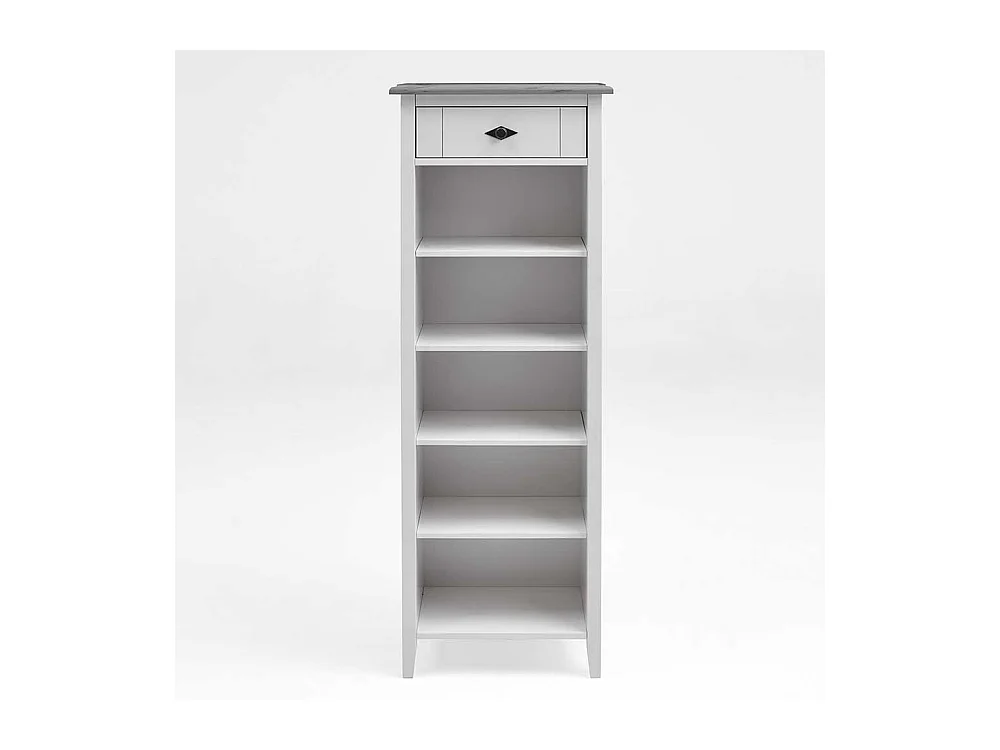 Echtholz Regal in Weiß Grau Kiefer teilmassiv Bad