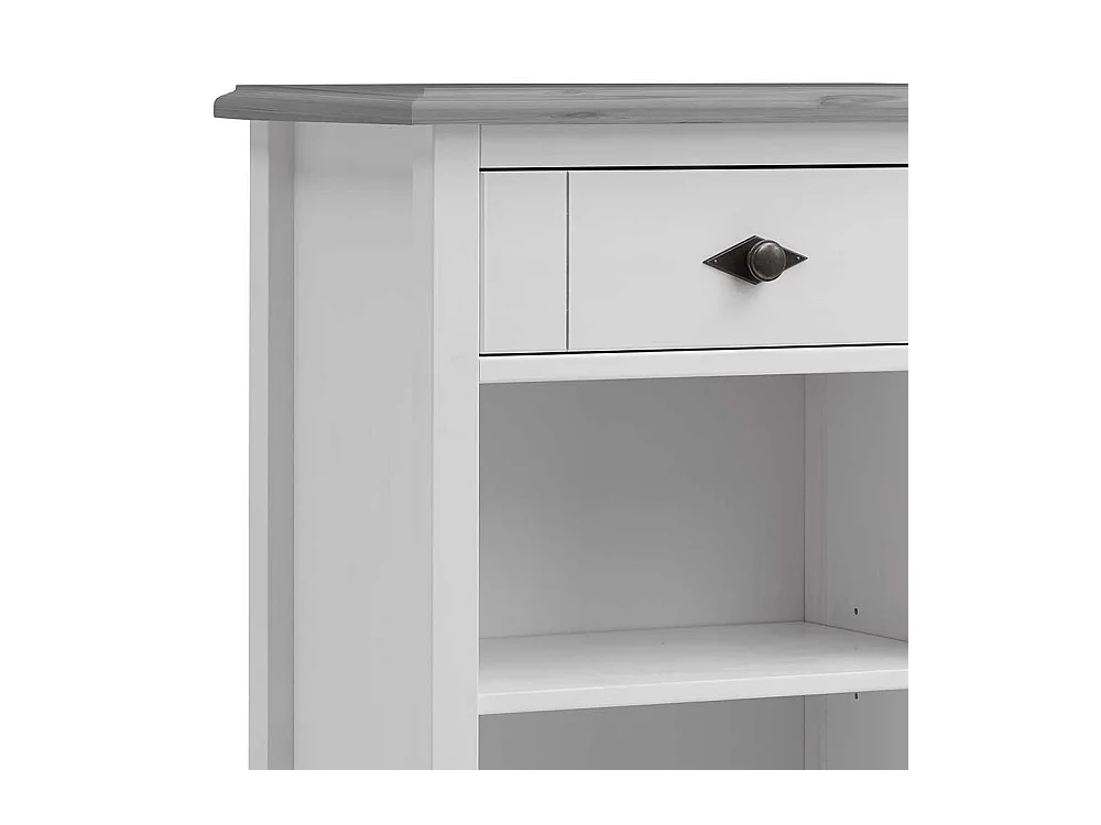 Echtholz Regal in Weiß Grau Kiefer teilmassiv Bad