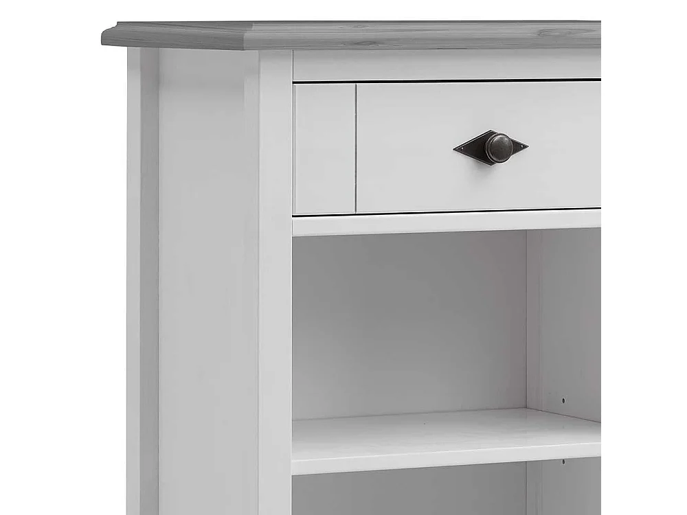 Echtholz Regal in Weiß Grau Kiefer teilmassiv Bad