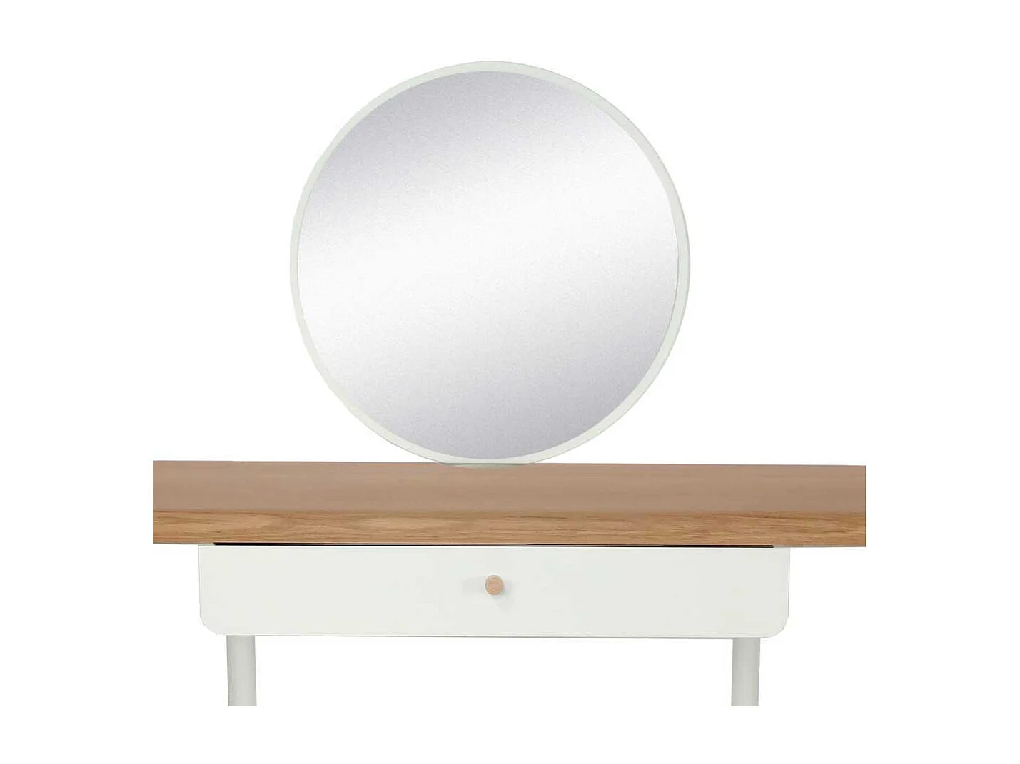 Frisiertisch mit Hocker Weiß und Eiche Massivholz (zweiteilig)