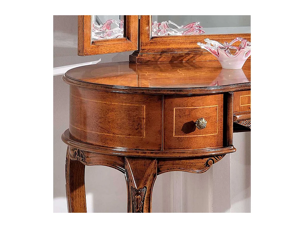 Frisiertisch mit Hocker im Barock Style Nussbaum furniert (zweiteilig)