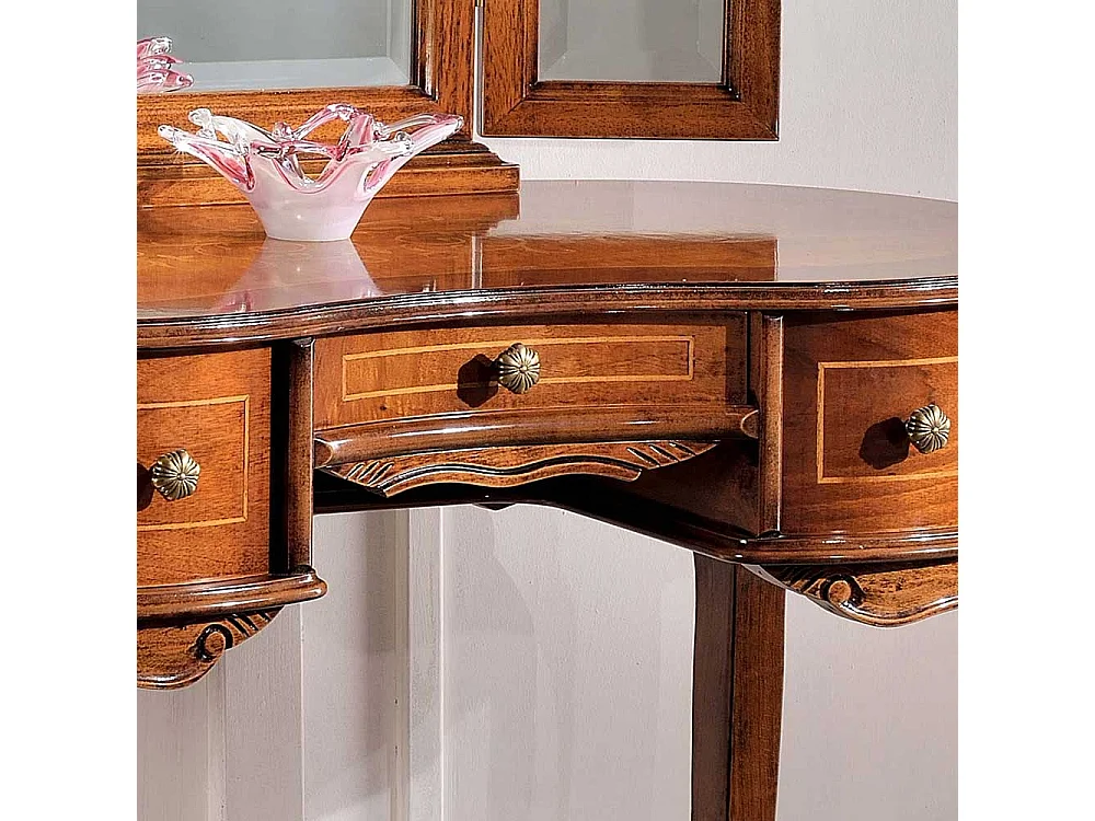 Frisiertisch mit Hocker im Barock Style Nussbaum furniert (zweiteilig)