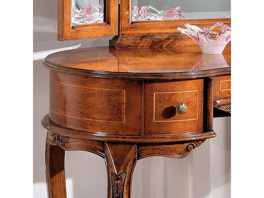 Frisiertisch mit Hocker im Barock Style Nussbaum furniert (zweiteilig)