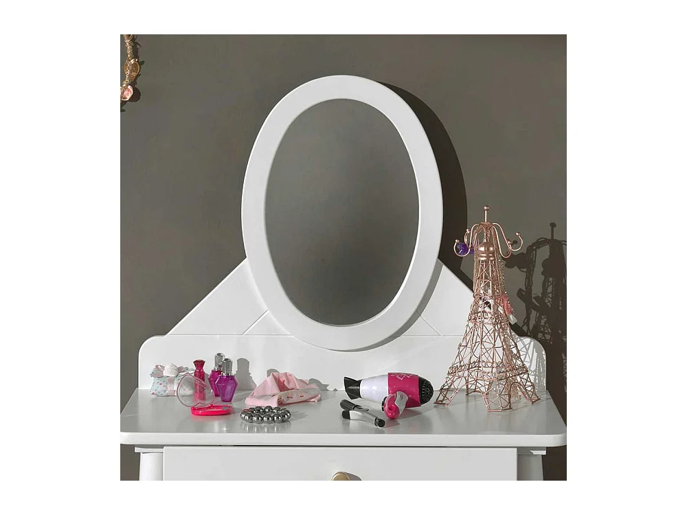 Kinder Spiegelkommode in Weiß Goldfarben