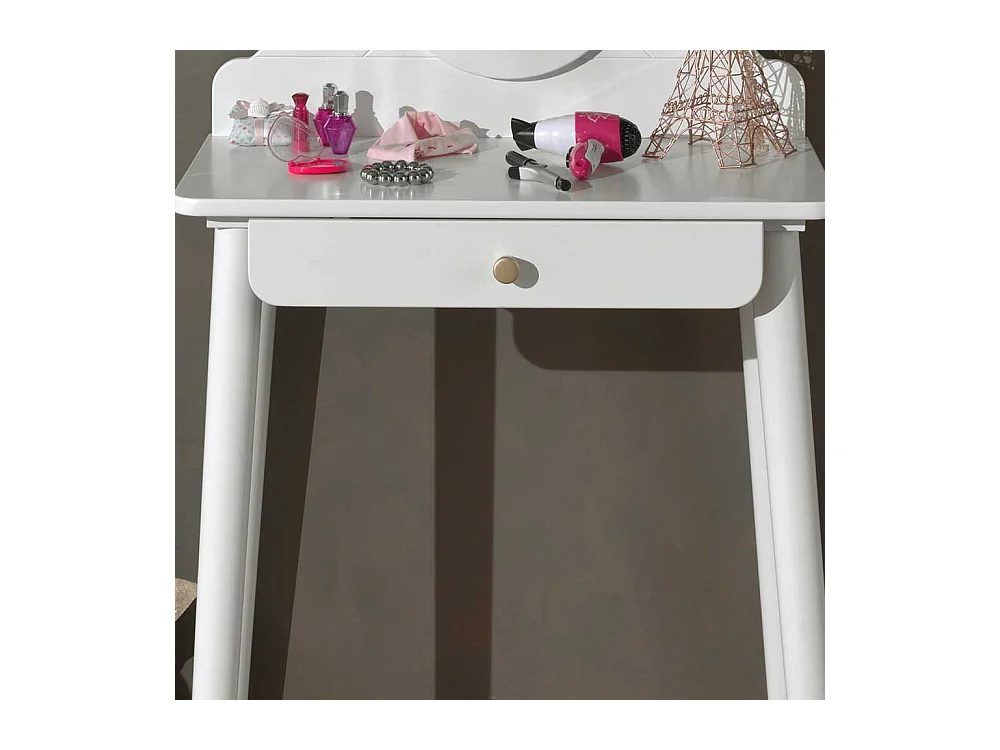 Kinder Spiegelkommode in Weiß Goldfarben