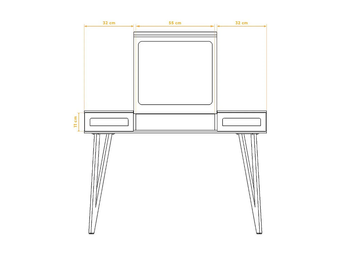 Schminkkonsole aus Wildeiche Massivholz 120 cm breit