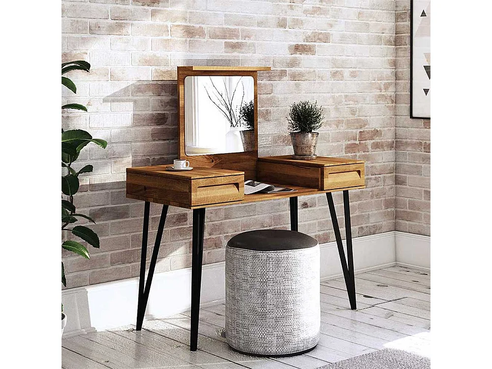 Schminkkonsole aus Wildeiche Massivholz 120 cm breit