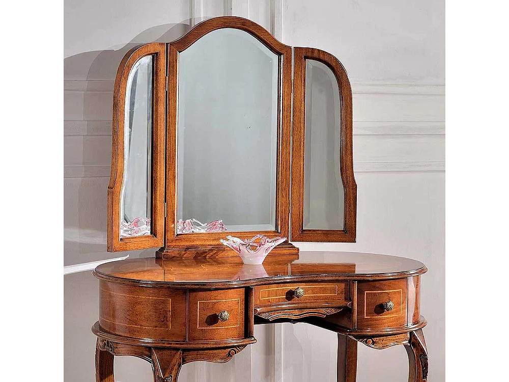 Frisiertisch mit Nussbaum furniert Barock Design