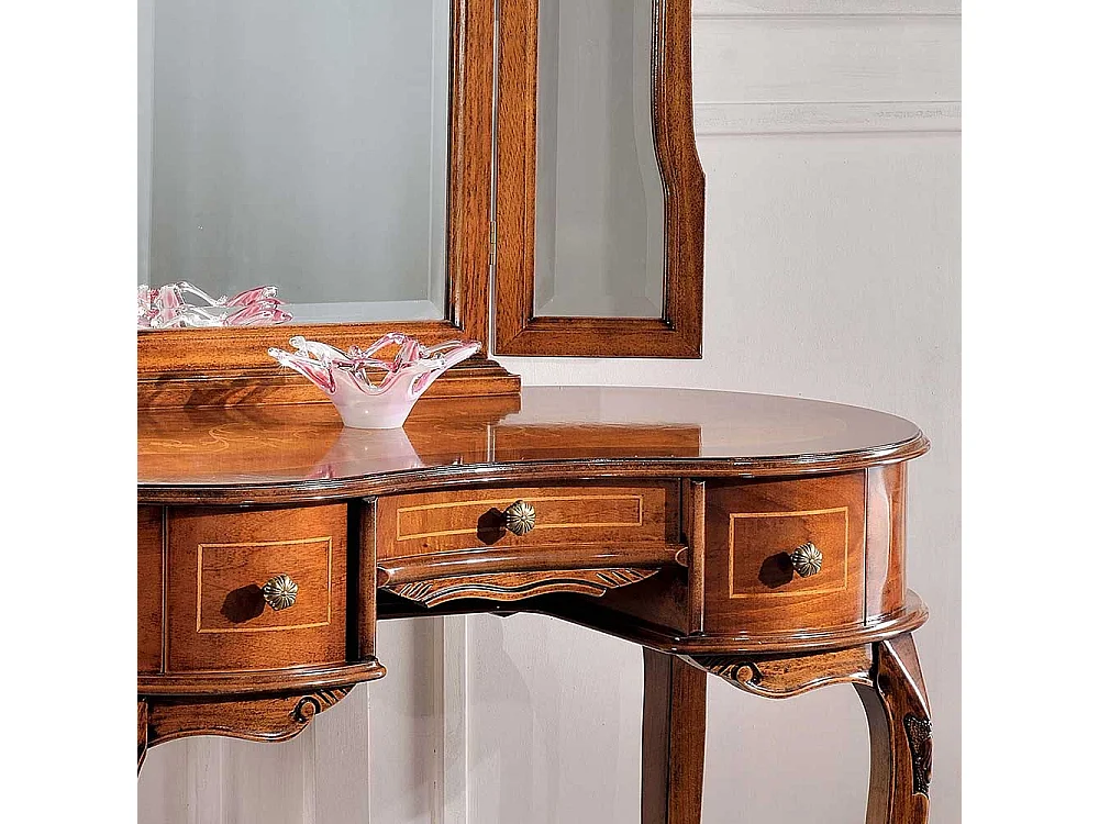 Frisiertisch mit Nussbaum furniert Barock Design