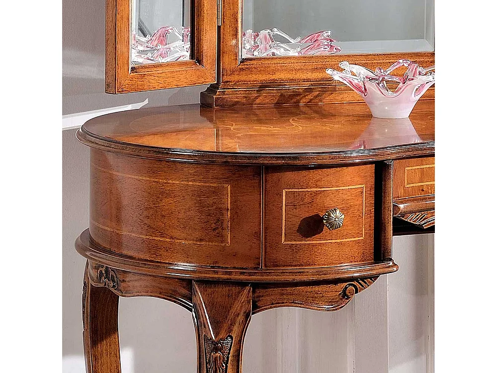 Frisiertisch mit Nussbaum furniert Barock Design