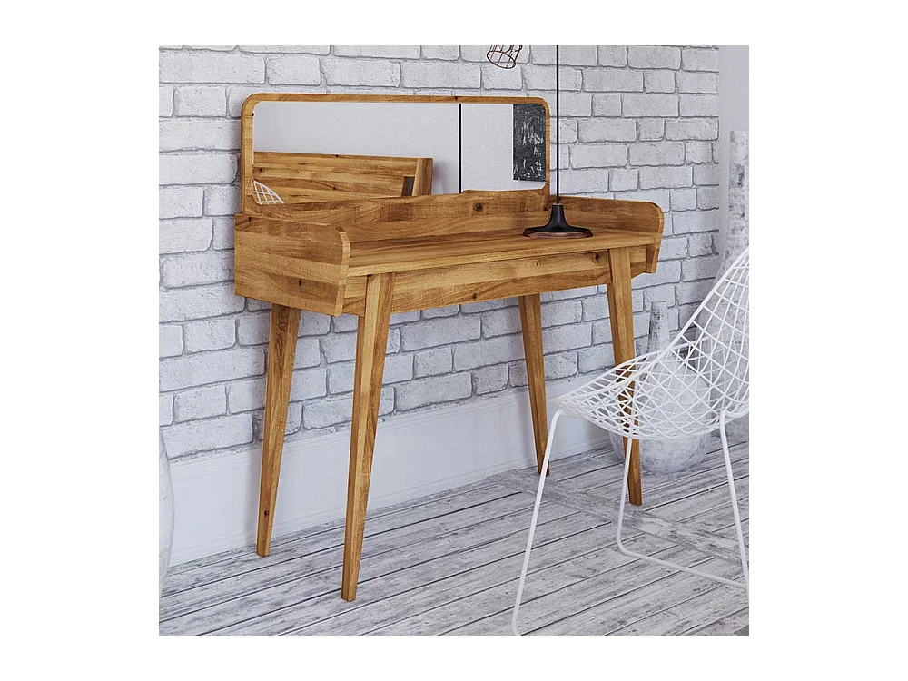 Spiegel Schminktisch aus Wildeiche Massivholz 110 cm breit