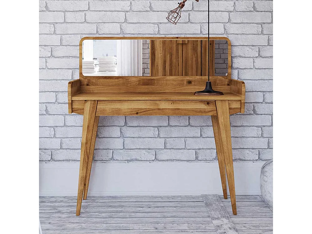 Spiegel Schminktisch aus Wildeiche Massivholz 110 cm breit