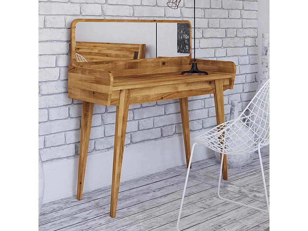 Spiegel Schminktisch aus Wildeiche Massivholz 110 cm breit