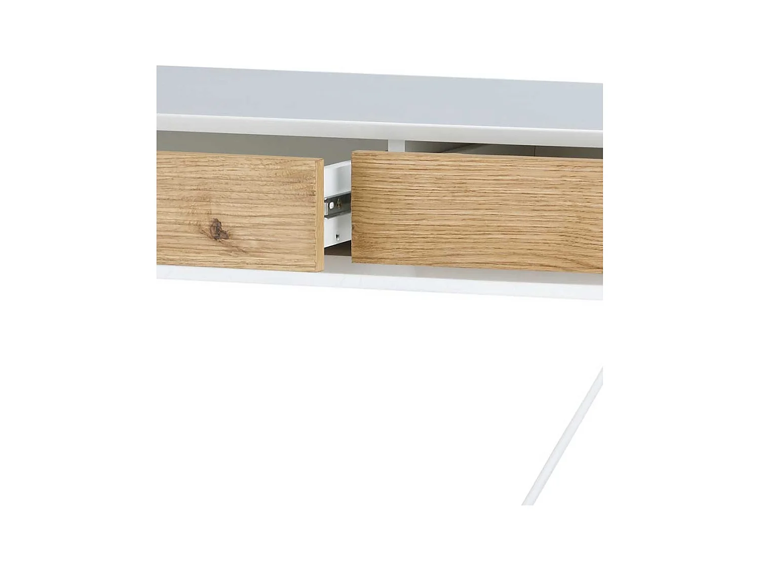 Schminktisch in Weiß und Eichefarben 110 cm breit mit drei Schubladen