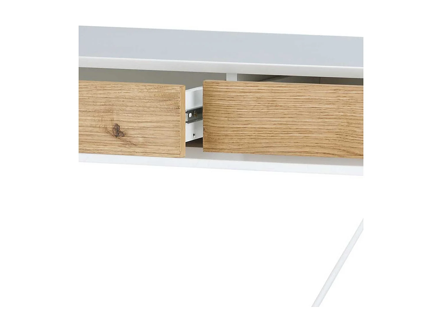 Schminktisch in Weiß und Eichefarben 110 cm breit mit drei Schubladen