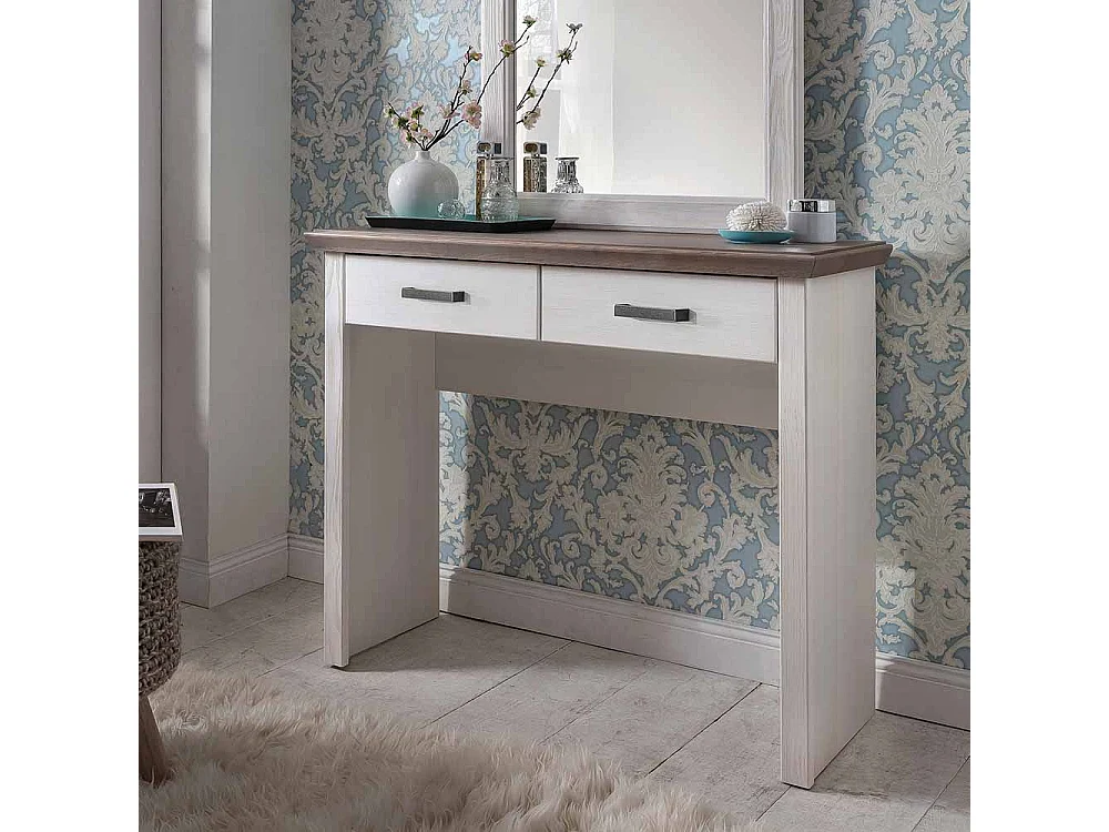 Frisiertisch in Weiß Taupe Landhaus
