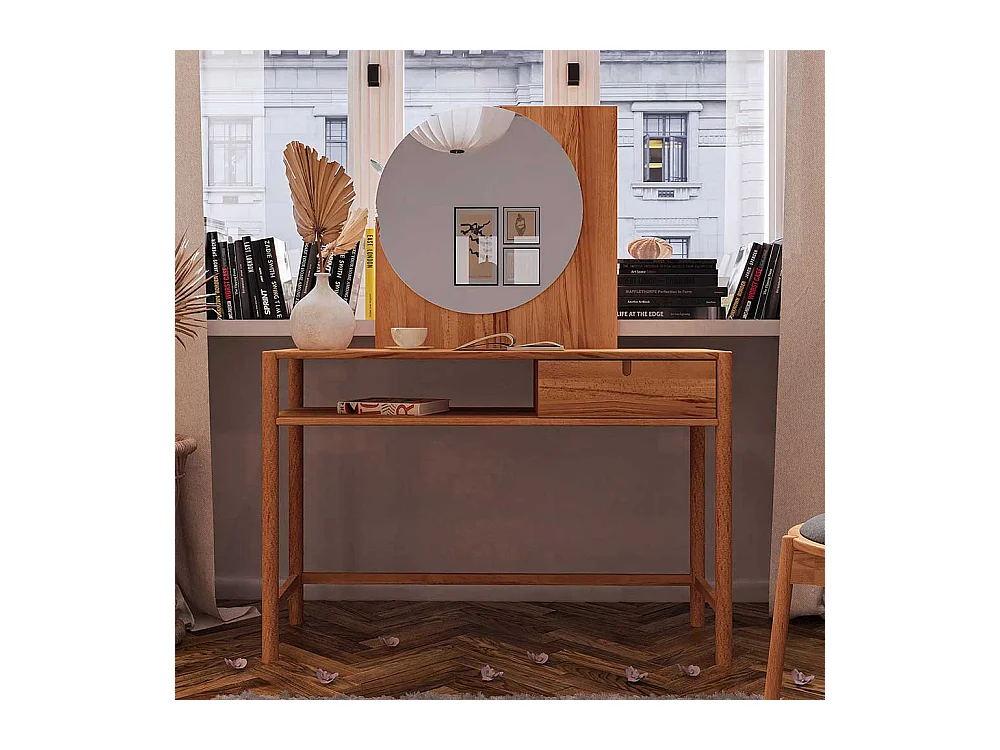 Spiegeltisch aus Wildbuche Massivholz 145 cm hoch - 120 cm breit (zweiteilig)