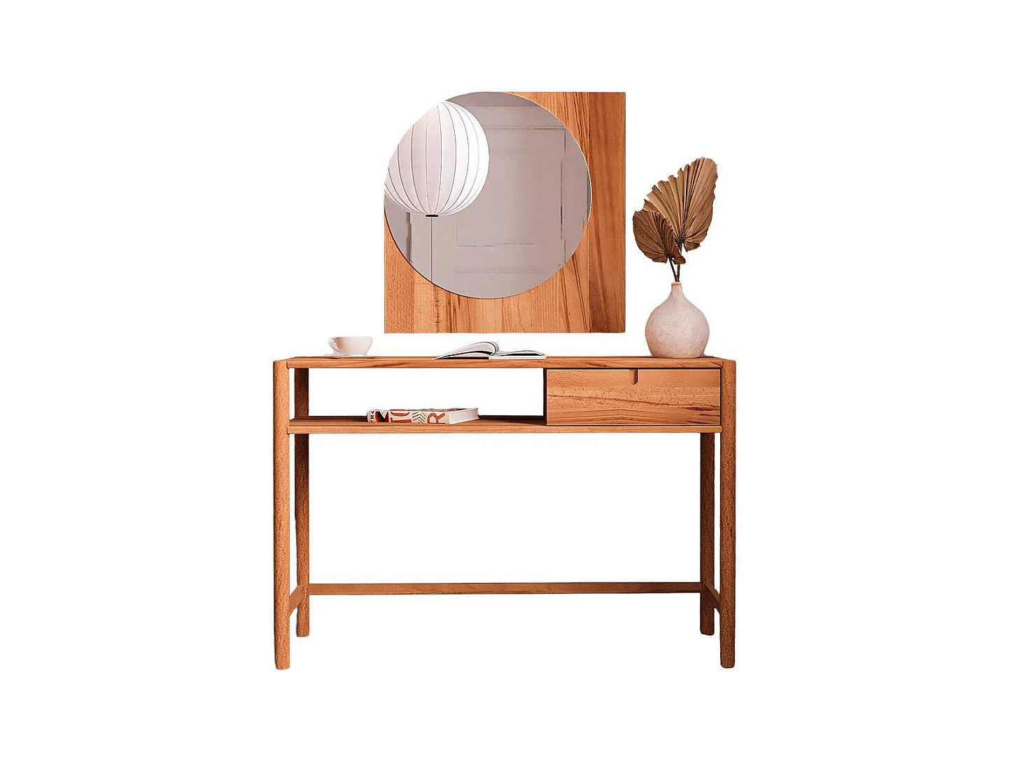 Spiegeltisch aus Wildbuche Massivholz 145 cm hoch - 120 cm breit (zweiteilig)