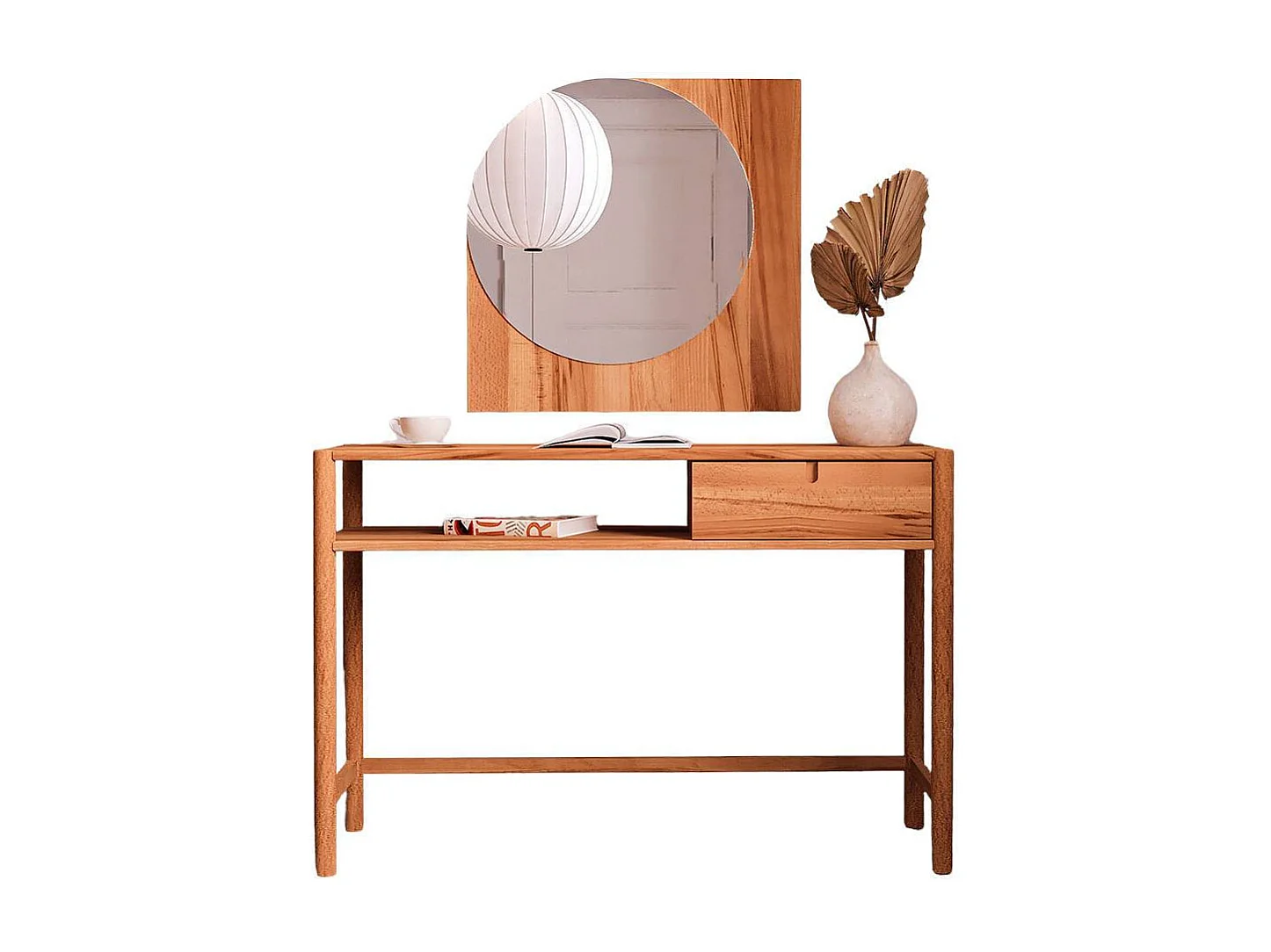 Spiegeltisch aus Wildbuche Massivholz 145 cm hoch - 120 cm breit (zweiteilig)