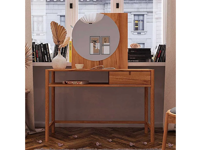 Spiegeltisch aus Wildbuche Massivholz 145 cm hoch - 120 cm breit (zweiteilig)