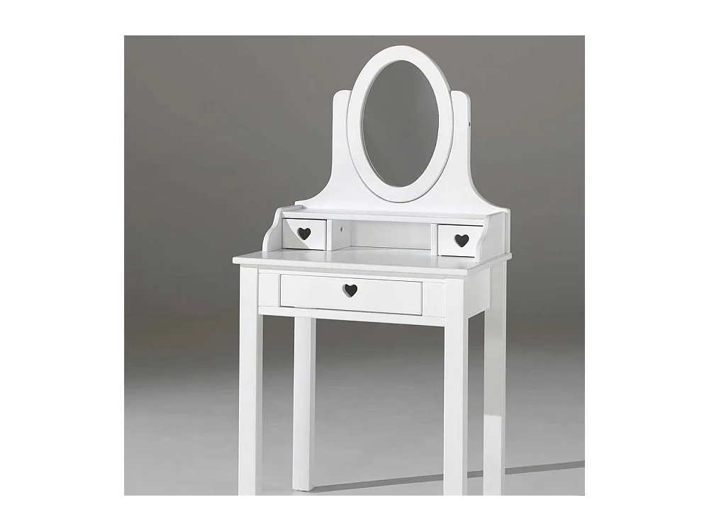 Firsiertisch in Weiß mit rundem Spiegel