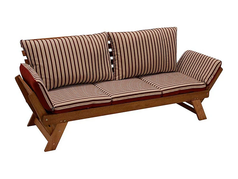 Klappcouch für Garten Rot Beige gestreift