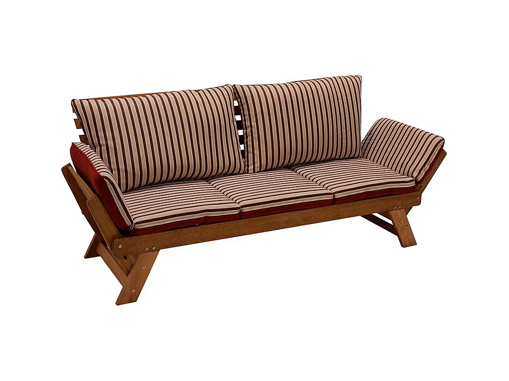 Klappcouch für Garten Rot Beige gestreift