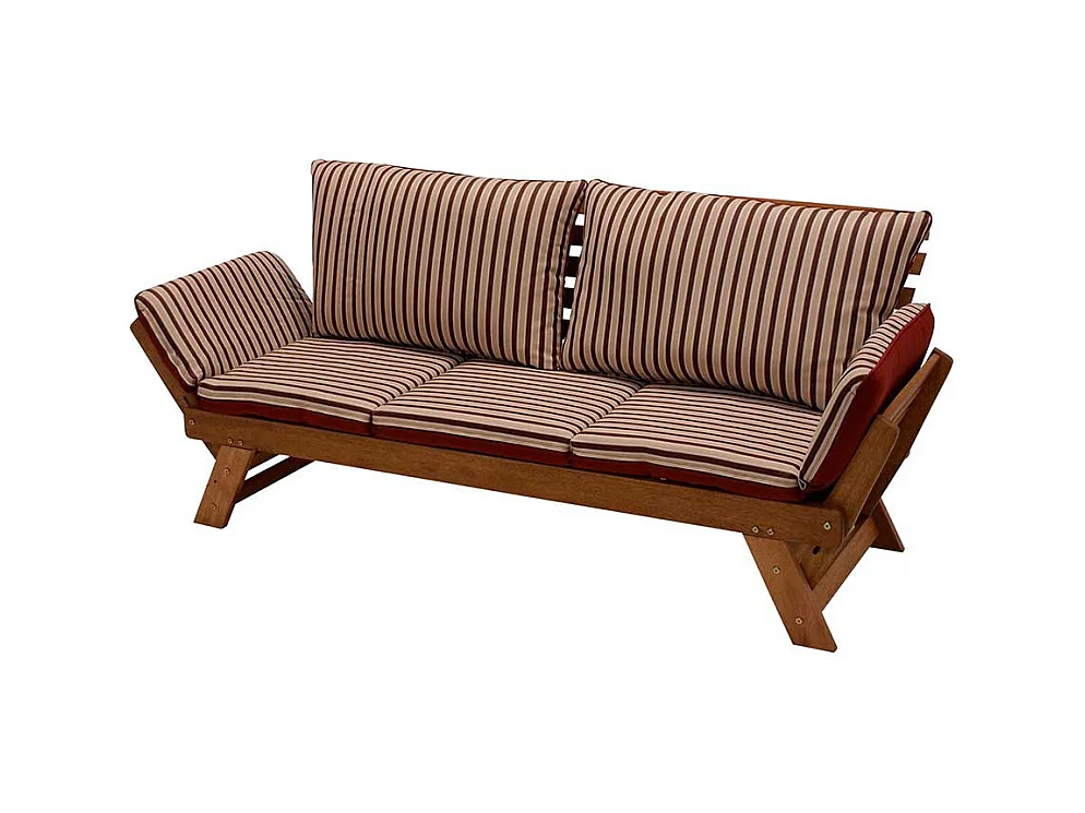 Klappcouch für Garten Rot Beige gestreift