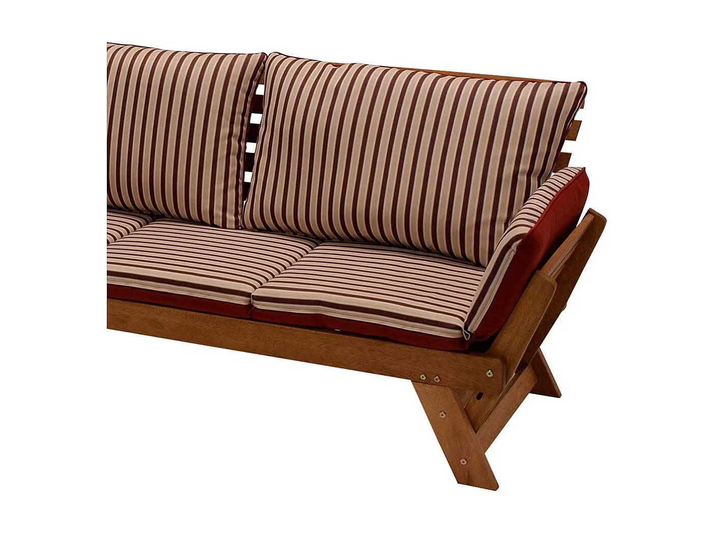 Klappcouch für Garten Rot Beige gestreift