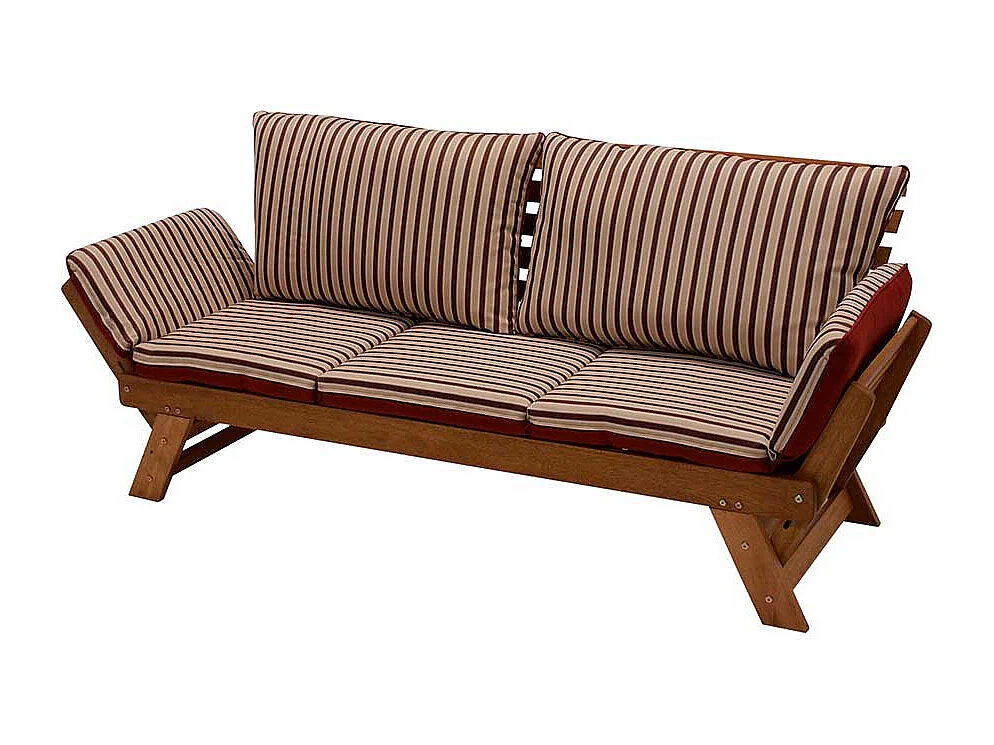 Klappcouch für Garten Rot Beige gestreift