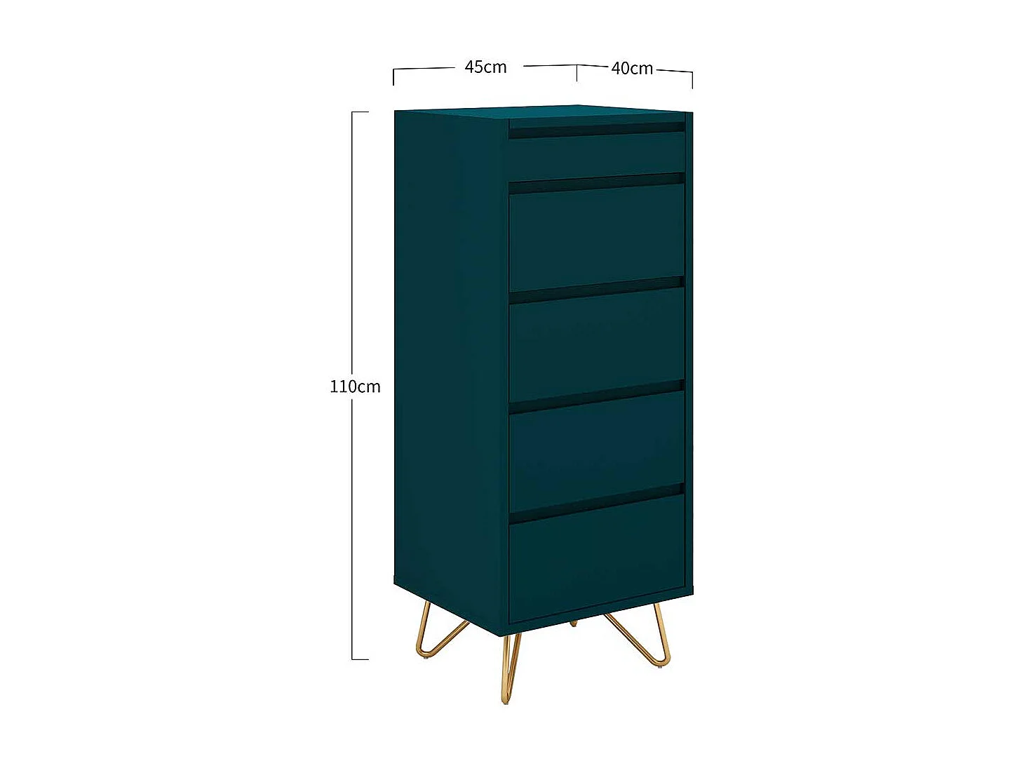 Schminkkonsole in Petrol und Goldfarben 45 cm breit