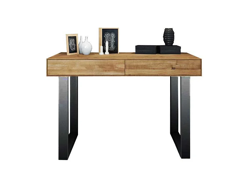 Design Schminktisch aus Wildeiche Massivholz Stahl