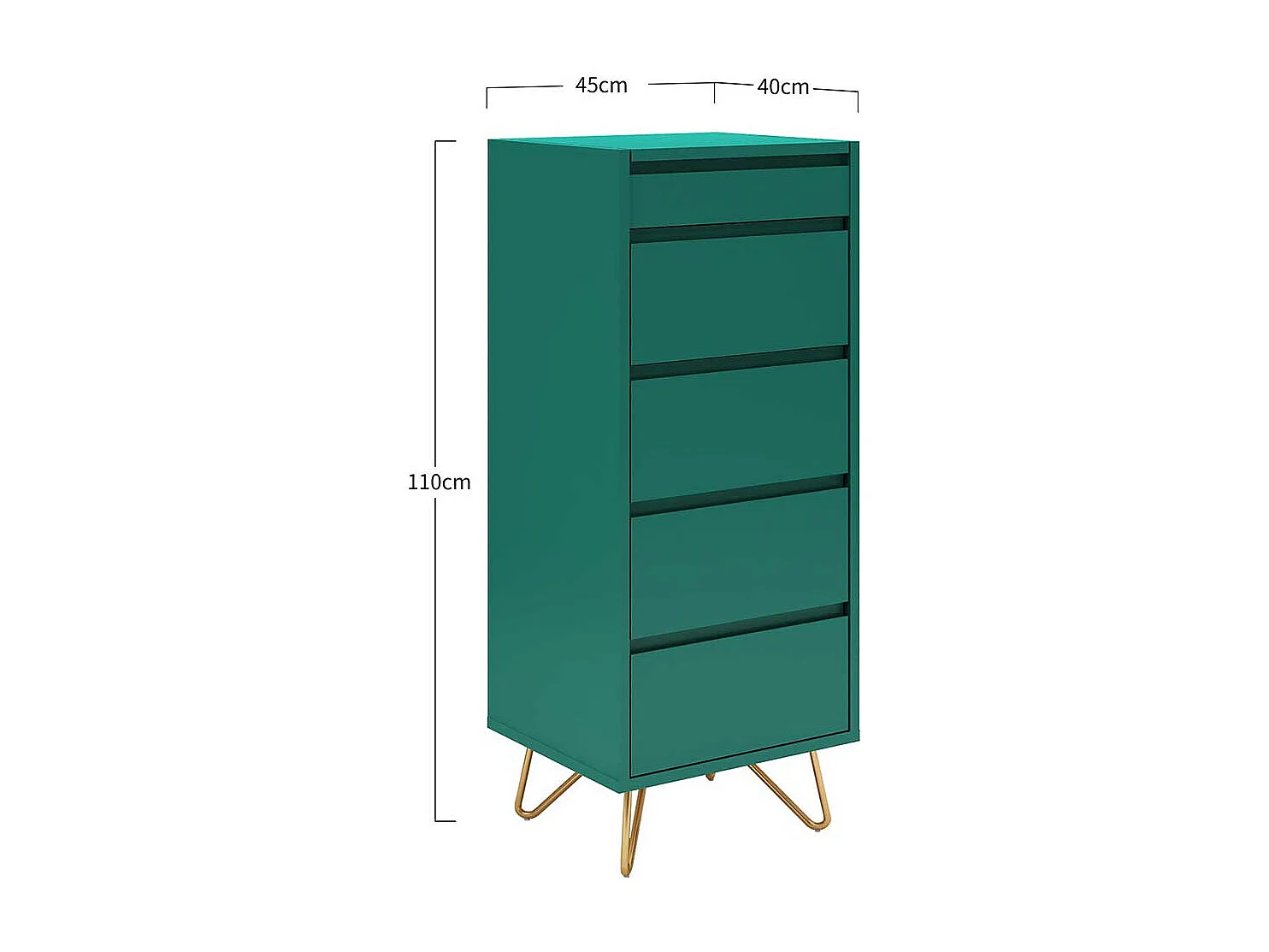 Schminkkonsole in Grün und Gold vier Schubladen