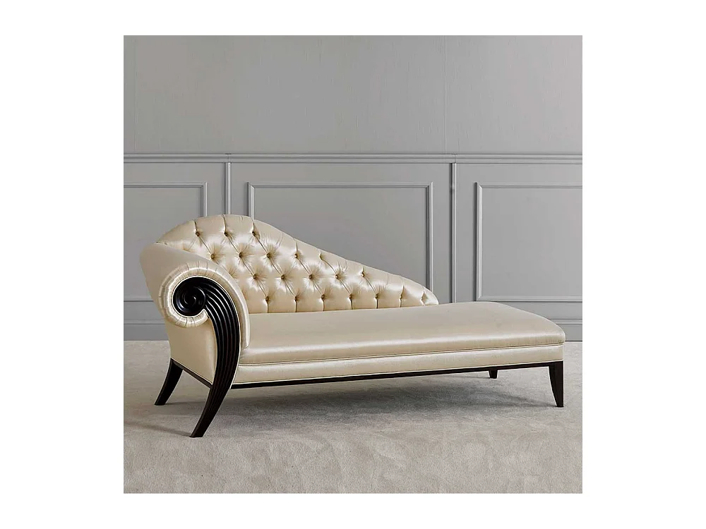 Chaise Lounge im klassischen Stil Cremefarben und Schwarz