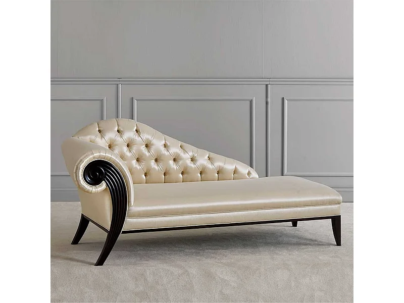 Chaise Lounge im klassischen Stil Cremefarben und Schwarz