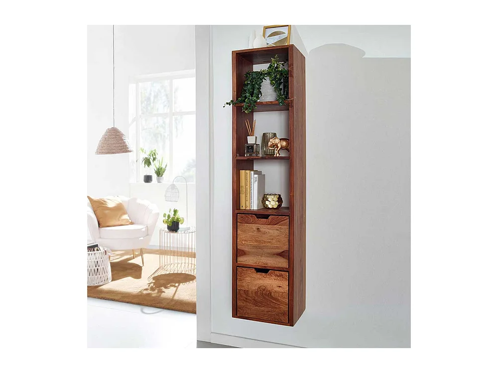 Buchregal aus Sheesham Massivholz zwei Schubladen