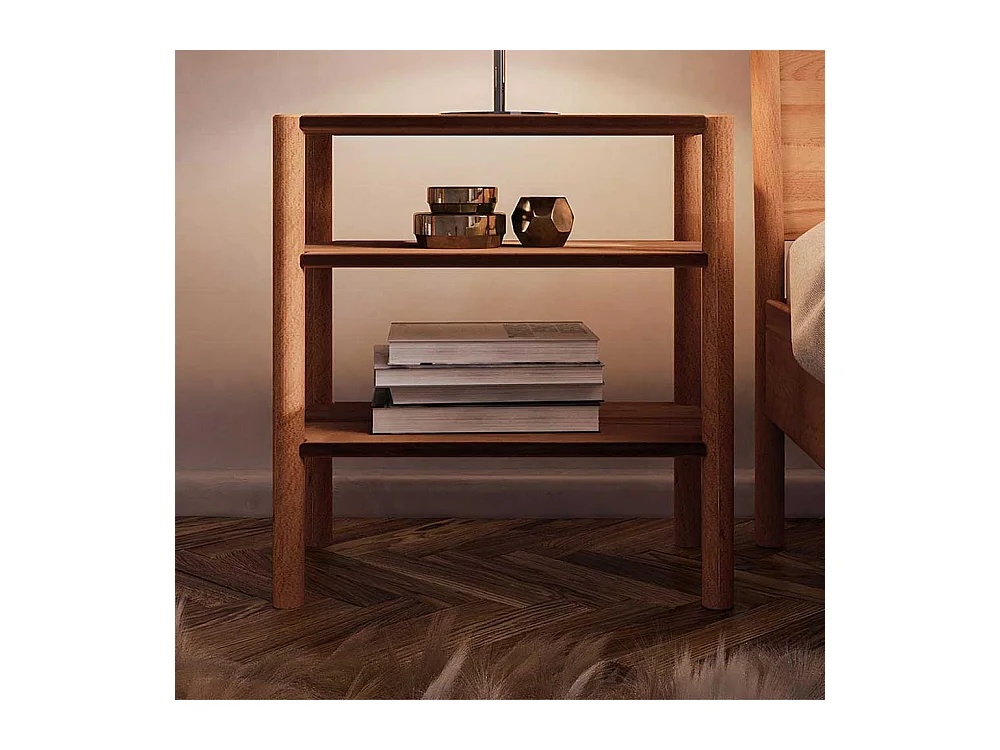 Bett Tisch aus Wildbuche Massivholz 64 cm hoch - 60 cm breit