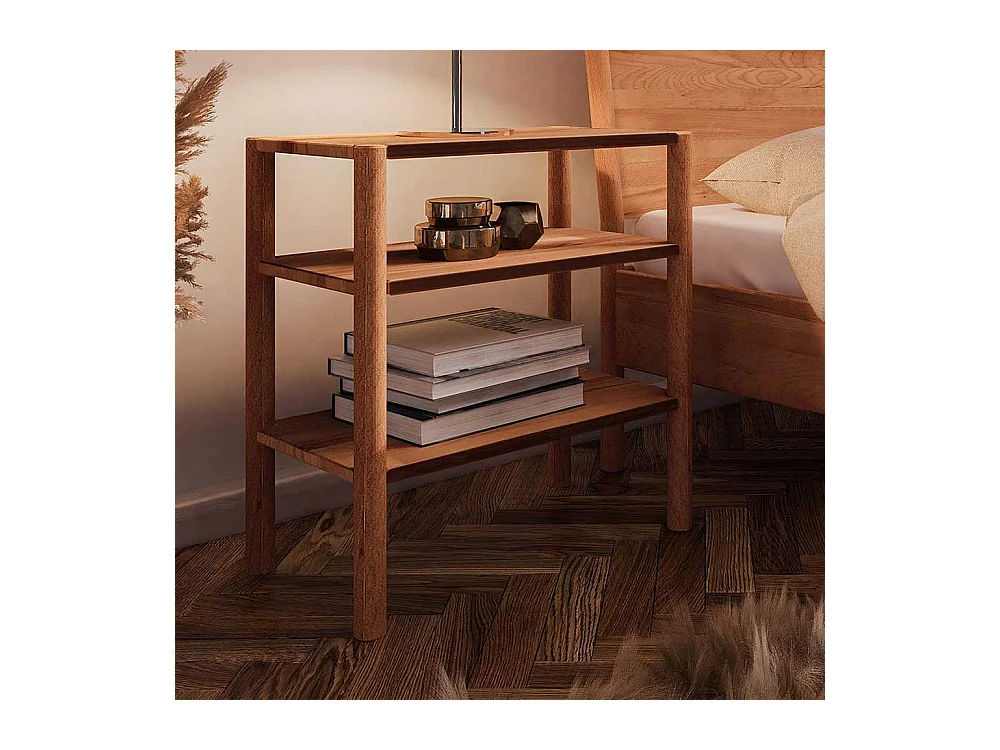 Bett Tisch aus Wildbuche Massivholz 64 cm hoch - 60 cm breit