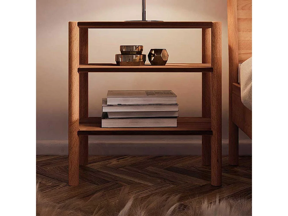 Bett Tisch aus Wildbuche Massivholz 64 cm hoch - 60 cm breit